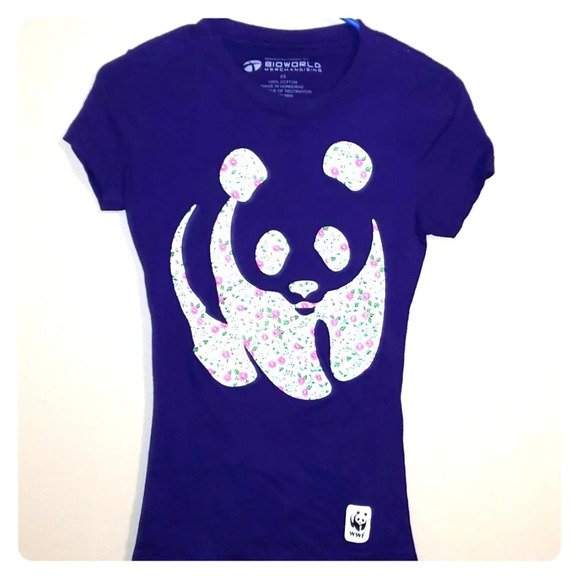 Purple floral panda t-shirt - Picture 1 of 5